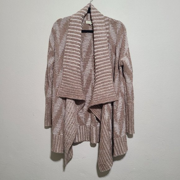 Staring At Stars Open Front Waterfall Boho Drapey Cardigan Size M Beige - Picture 1 of 5